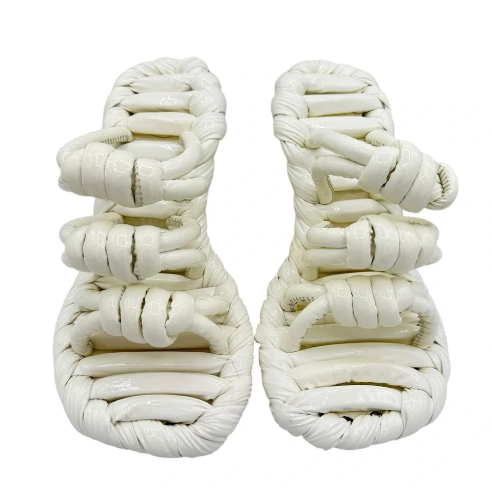 Loewe Petal Knot Leather 90 Sandals White Yellow Size 38 / 8